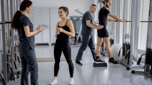 students learning to become Personal Trainers in a gym venue